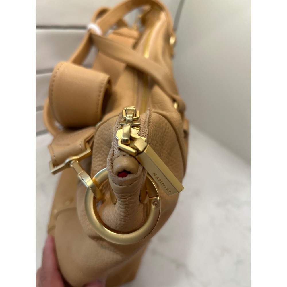 Hammitt Daniel Large Satchel Women L Barley Tan NWT Leather Gold Studs Hobo Bag - Picture 6 of 11